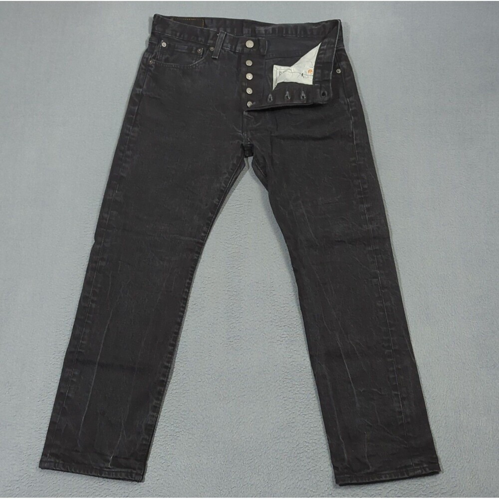 Levi's Jeans Men's 32x30 Fits 32x28 Black 501 Straight Button Fly Denim